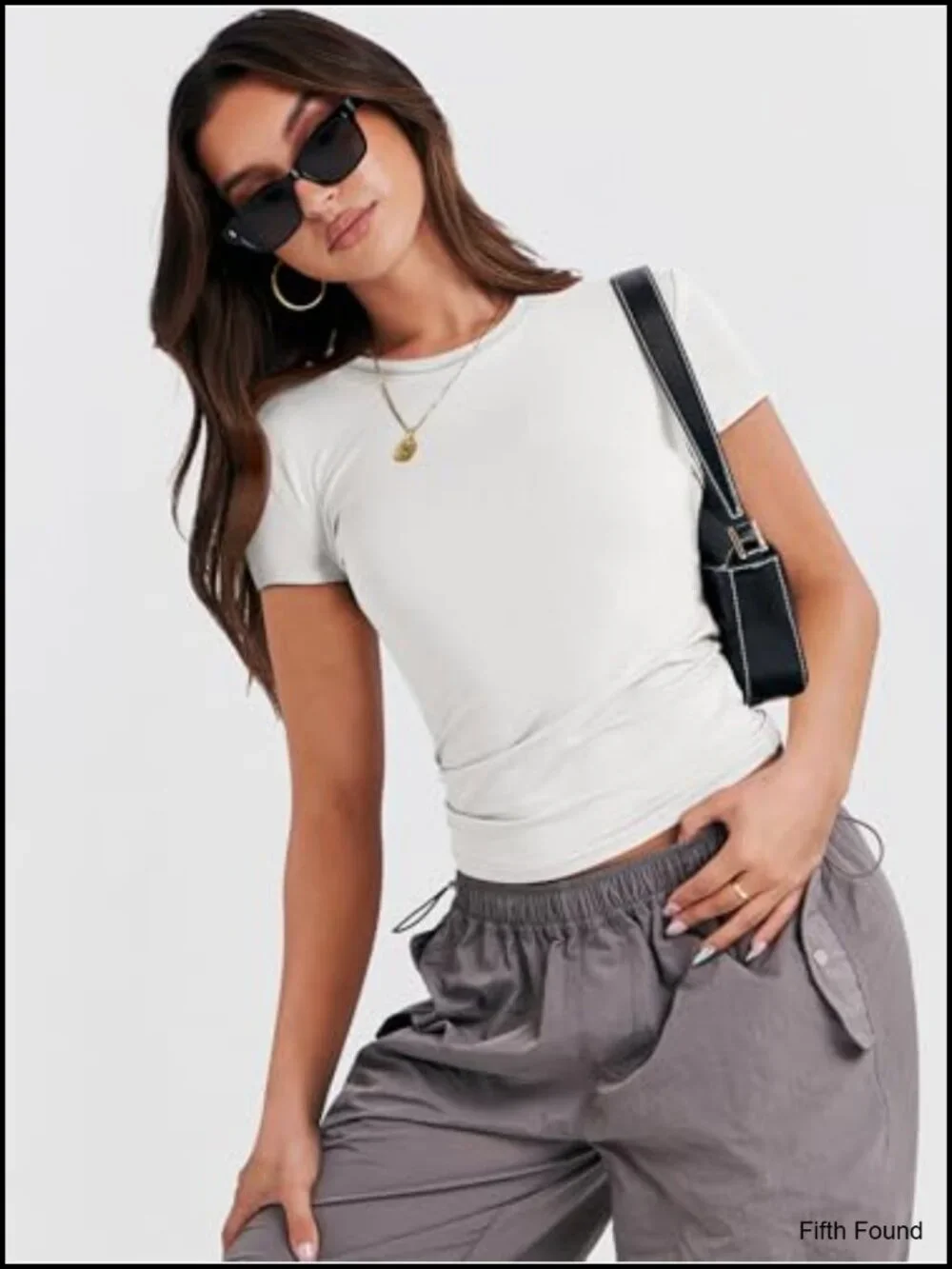 Slim Fit Crew Neck T-Shirt Short Sleeve Crop Top Basic Tee